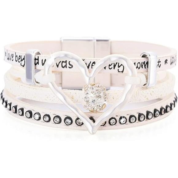 Boho Wrap Bracelets for Women Layered Leather Cuff Bangle Beaded Bra - Picture 8 of 8